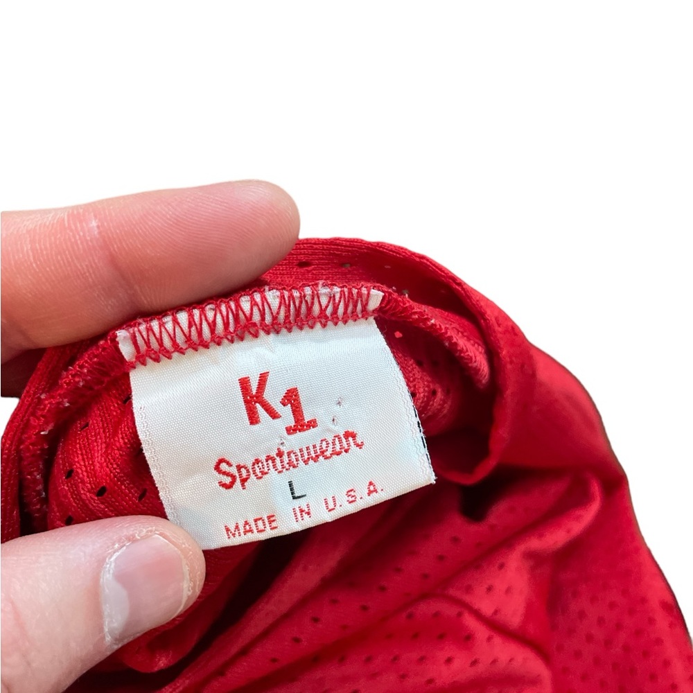 Vintage K1 Sportswear Blank Red V Neck Jersey Made In‎ USA Size L Retro Jersey - Picture 9 of 9